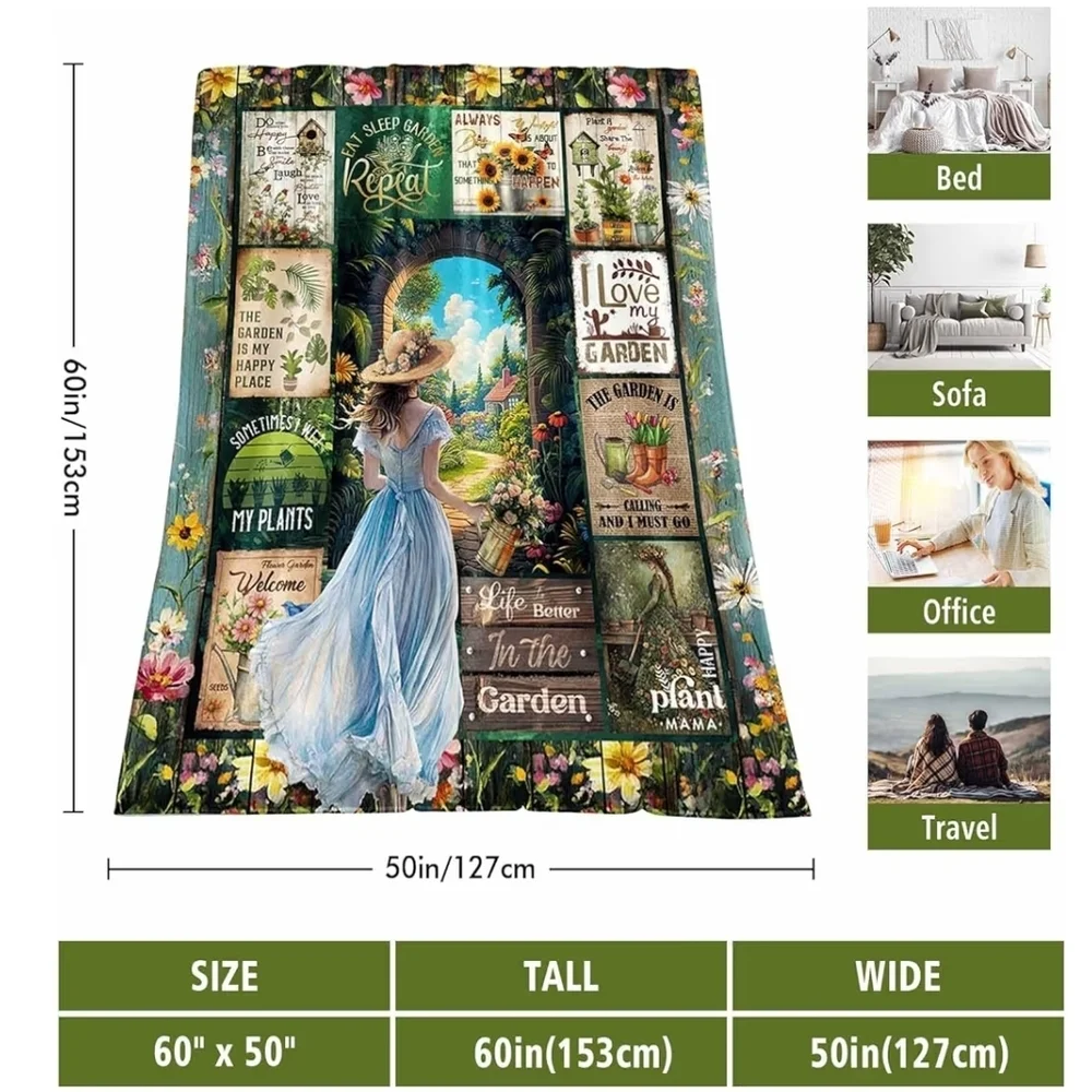 Nwt I Love My Garden Throw Blanlet 50x60 - Picture 2 of 4